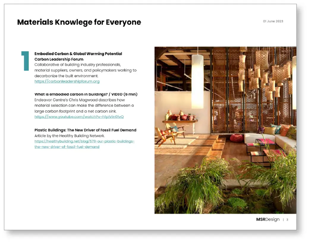 Page from the Sustainable Materials Action Packet.